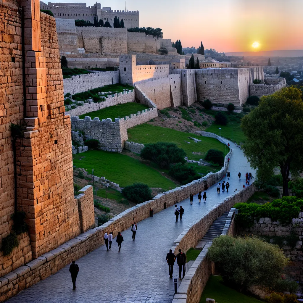 A história dos Israelitas em Jerusalém: uma jornada de fé 9 Fotos muralhas jerusalem peregrinacao por do sol