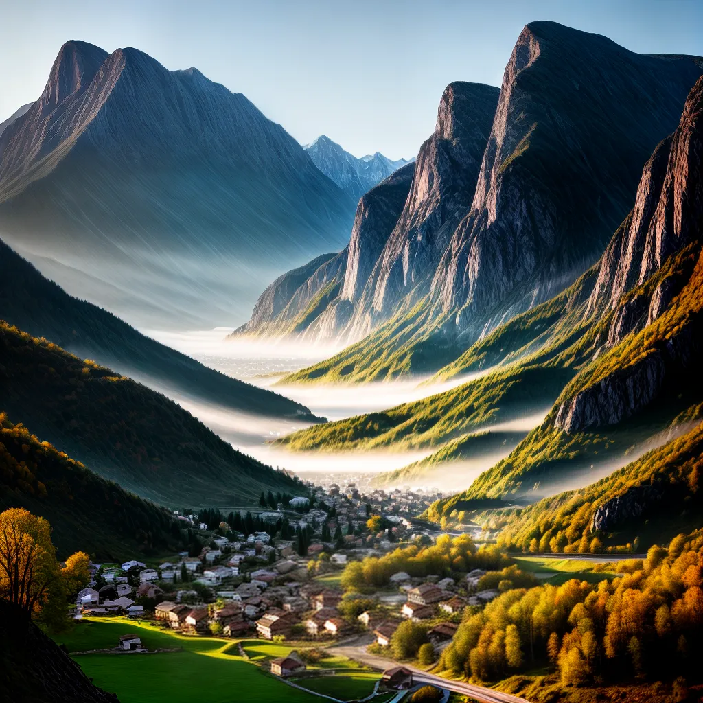 Fotos nascer sol montanha aldeia redencao