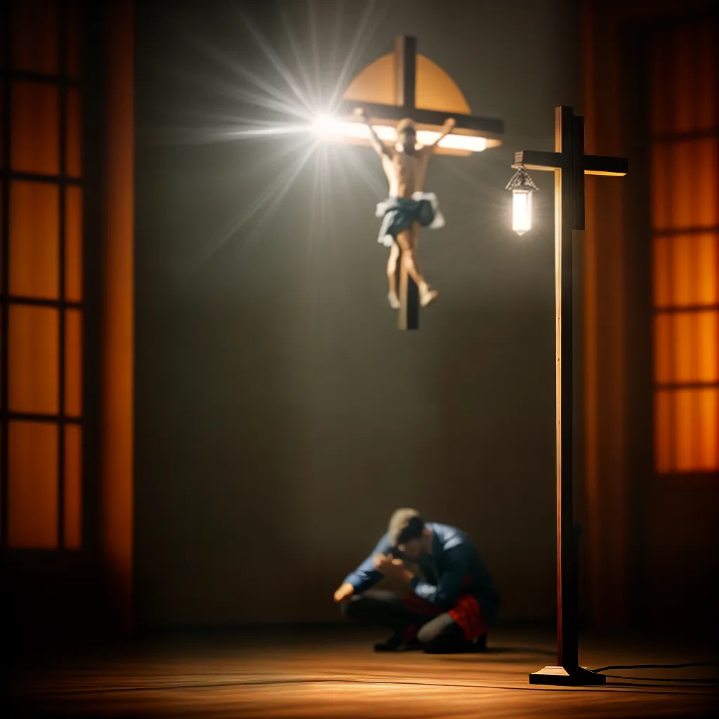 Como a Cruz nos leva ao Arrependimento e Santificação. 7 Fotos oracao joelho cruz luz