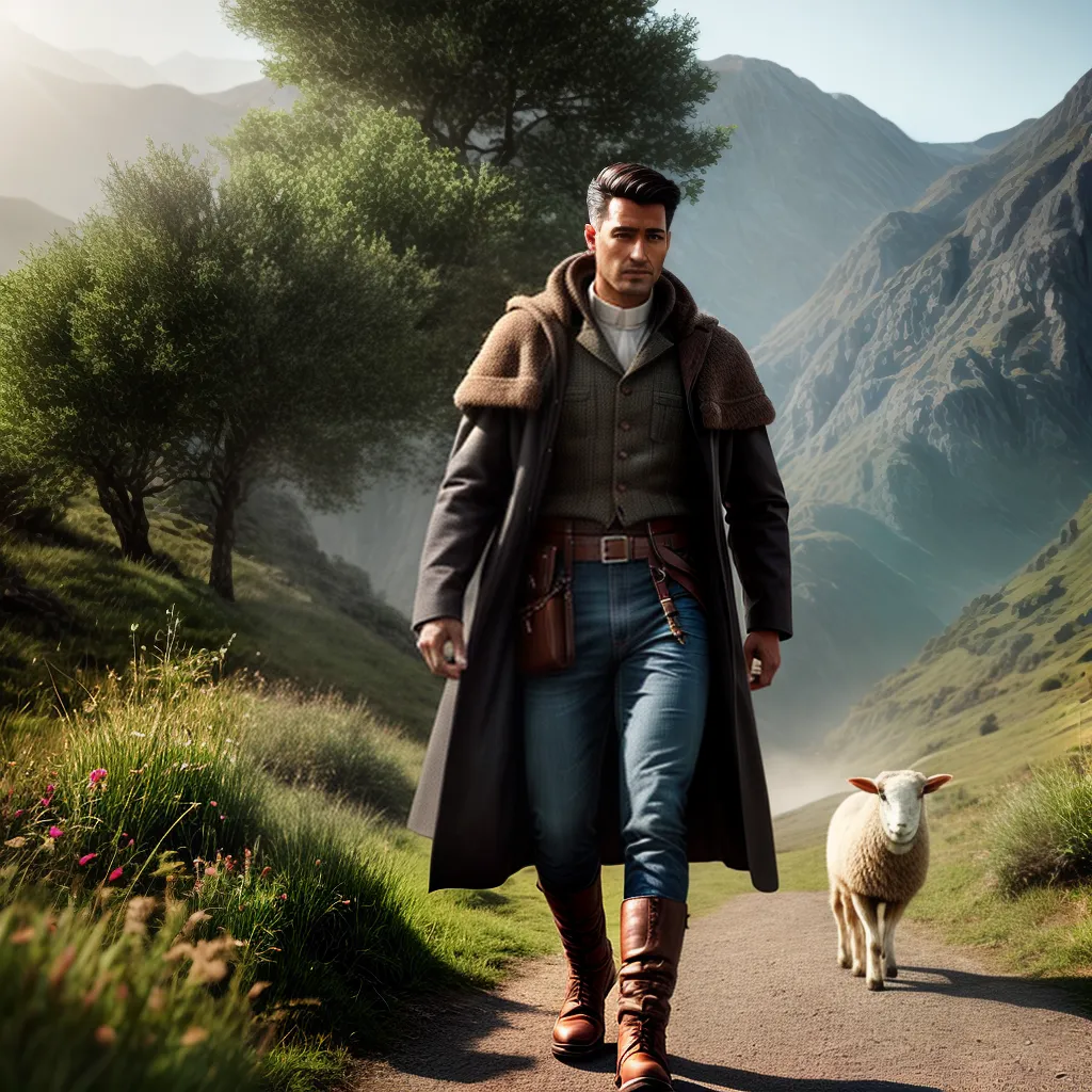 Fotos pastor guia rebanho montanha