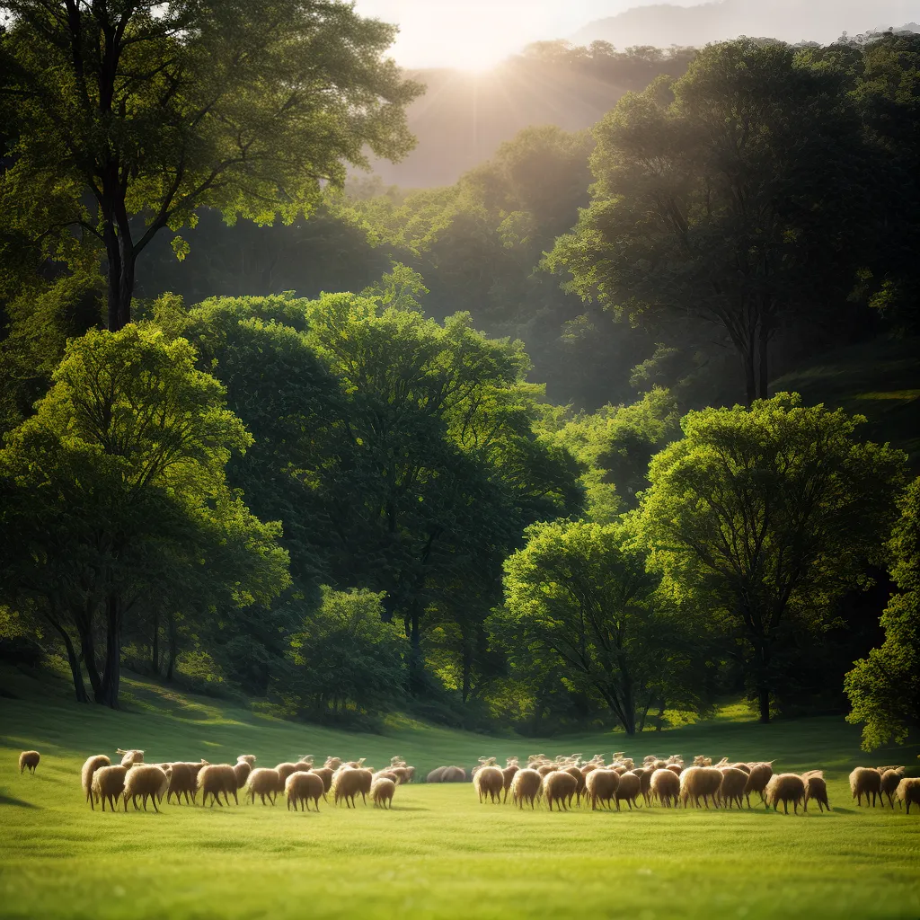 Fotos pastor guia rebanho pasto sol 1