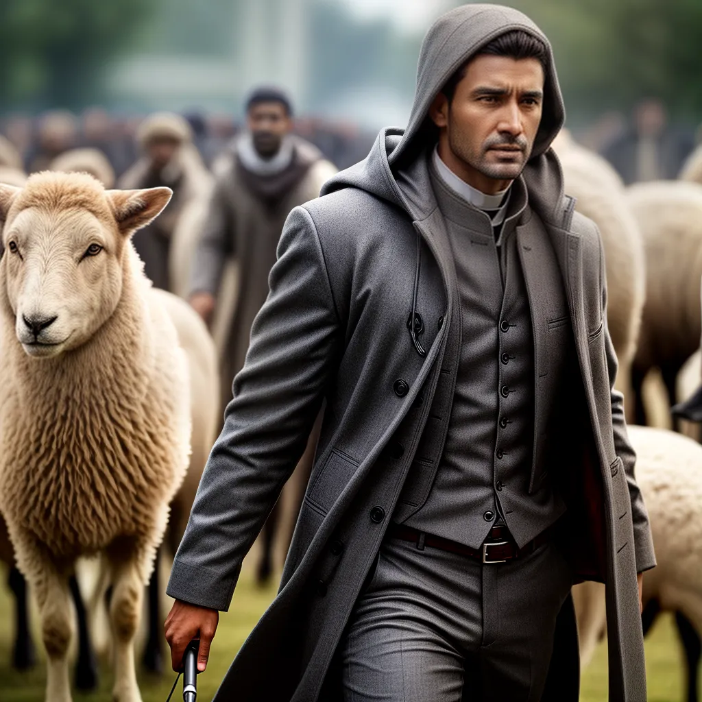 Fotos pastor guiando rebanho