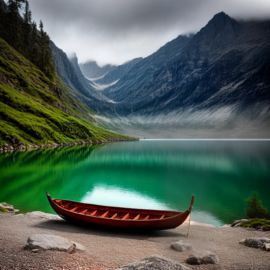 Fotos paz lago montanhas barco confianca