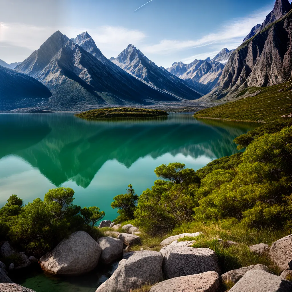 Fotos paz lago montanhas barco guida