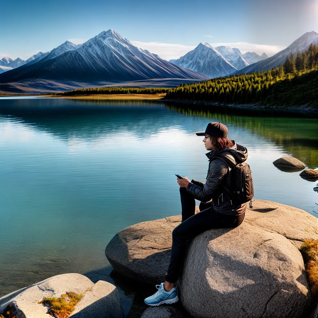 Fotos paz lago montanhas sol