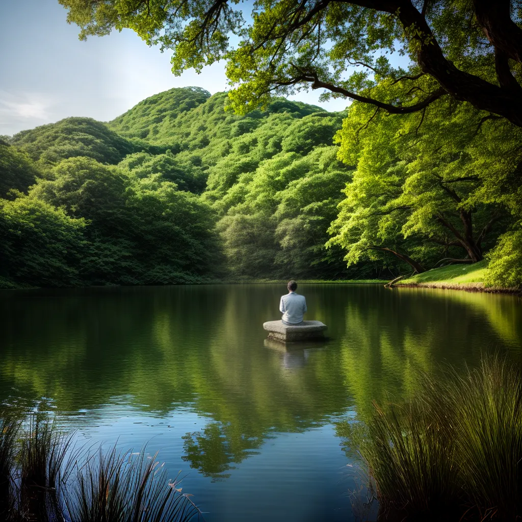 Fotos paz lago por do sol verde