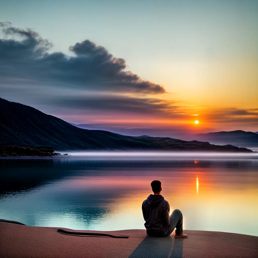 Fotos paz por do sol meditacao praia 1