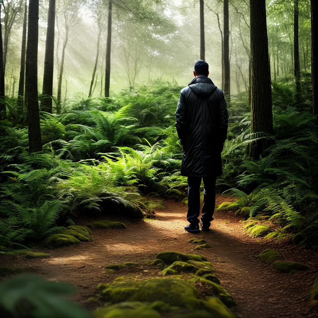Como encontrar orientação espiritual em meio à confusão? 9 Fotos pessoa floresta oracao luz paz