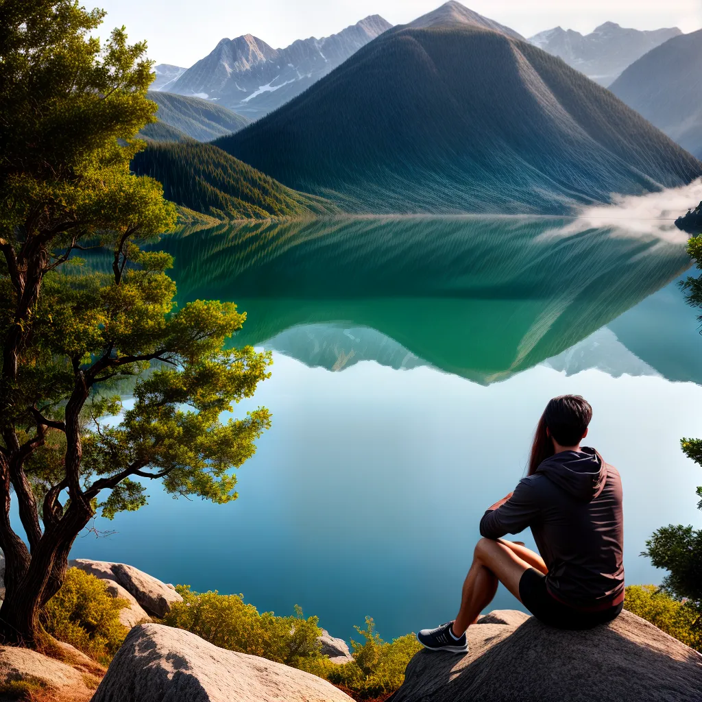 Como Encontrar Descanso em Tempos de Instabilidade 7 Fotos pessoa lago por do sol montanhas