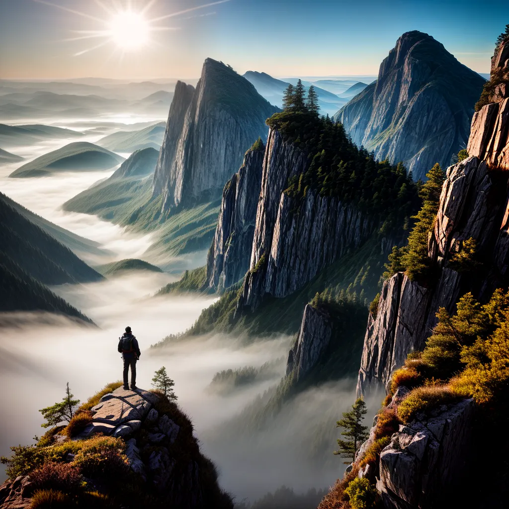 Fotos pessoa montanha sol contemplacao