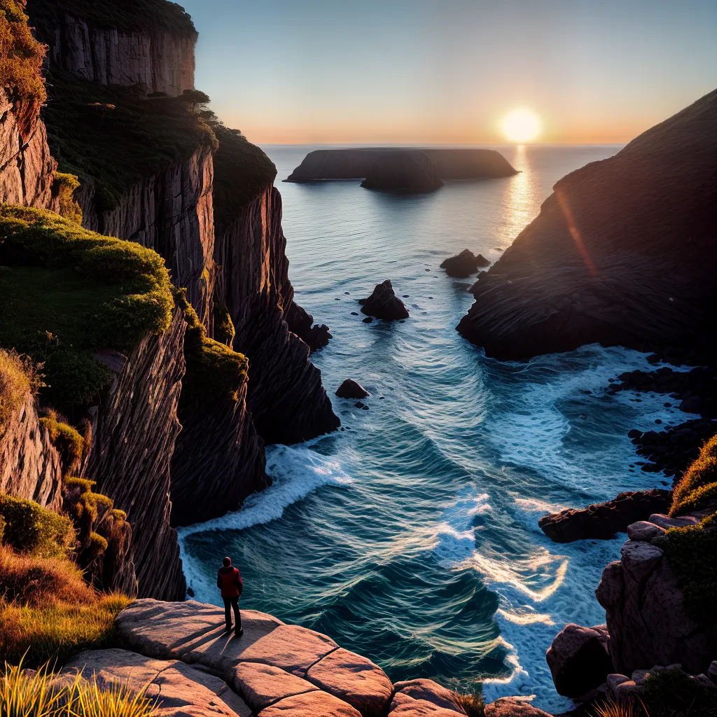 Fotos pessoa penhasco mar por do sol fe em deus