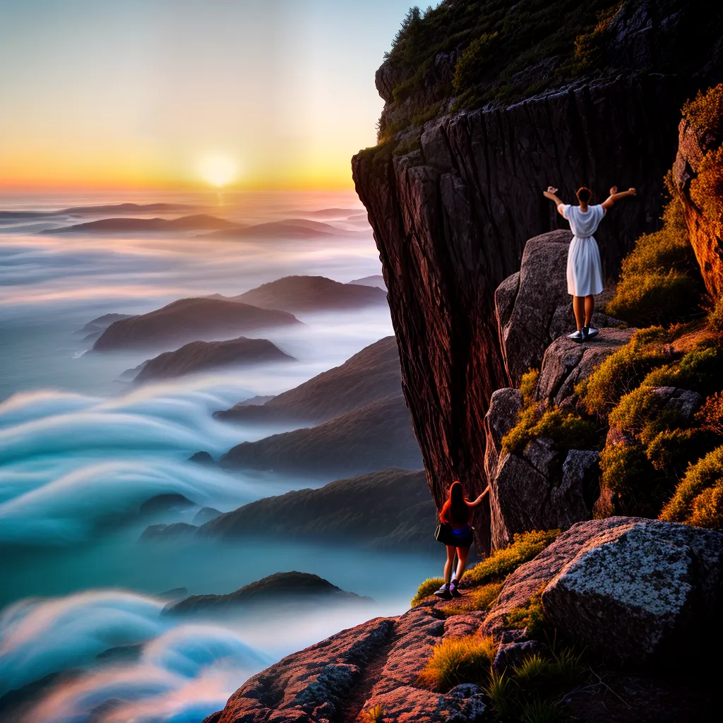 Fotos pessoa penhasco por do sol fe alegria