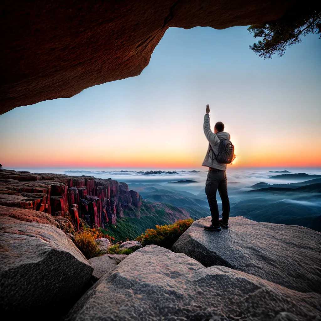 Fé inabalável: como fortalecer sua confiança em Deus 6 Fotos pessoa penhasco por do sol fe em deus 7