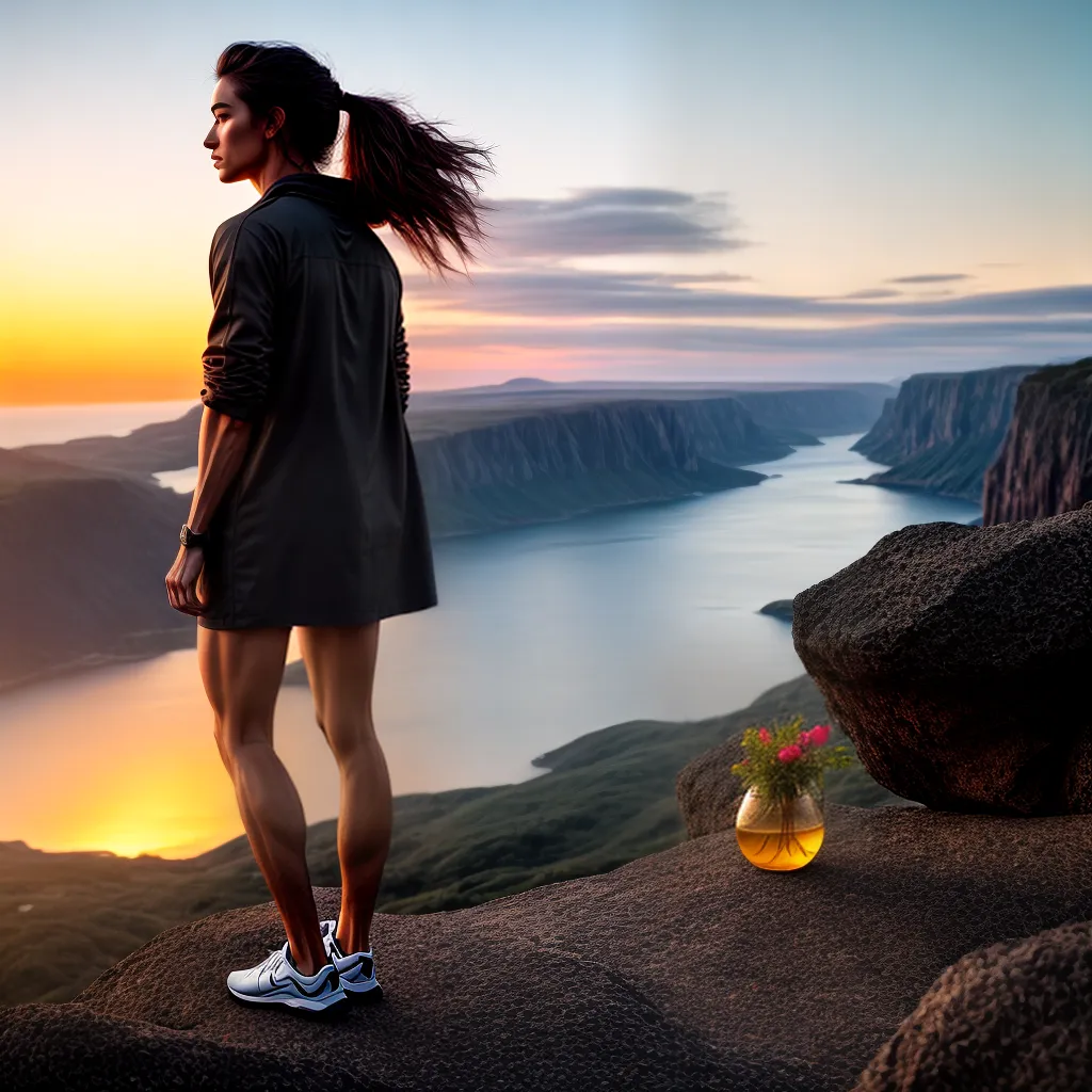 Fotos pessoa penhasco por do sol planta