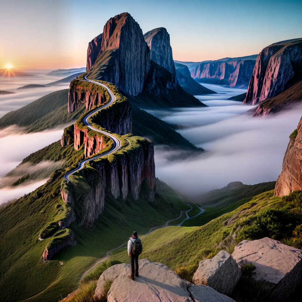 Fotos pessoa por do sol abismo ponte jornada