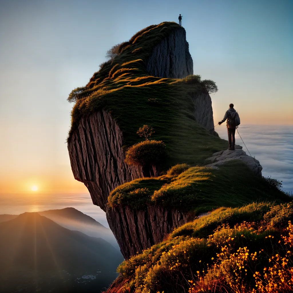 Fotos pessoa por do sol cliff bracos