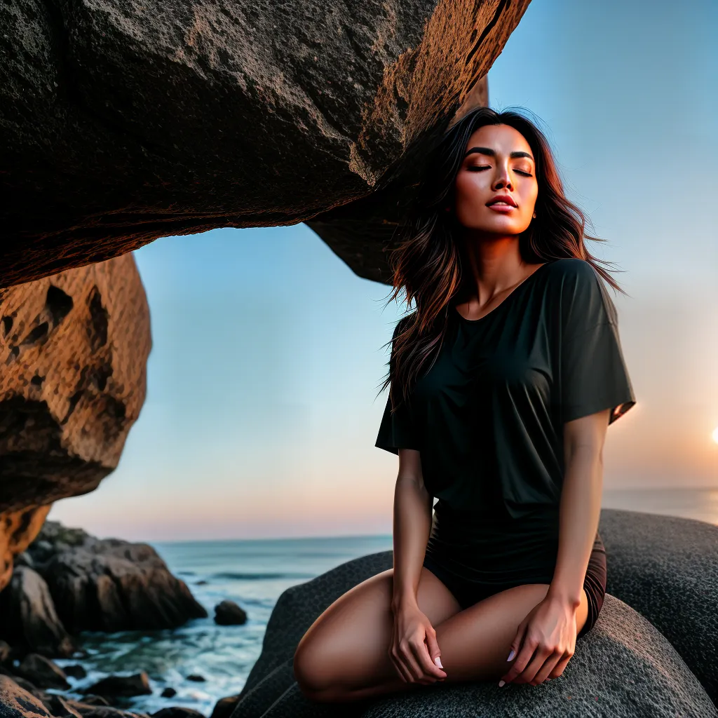 Fotos pessoa por do sol oceano meditacao