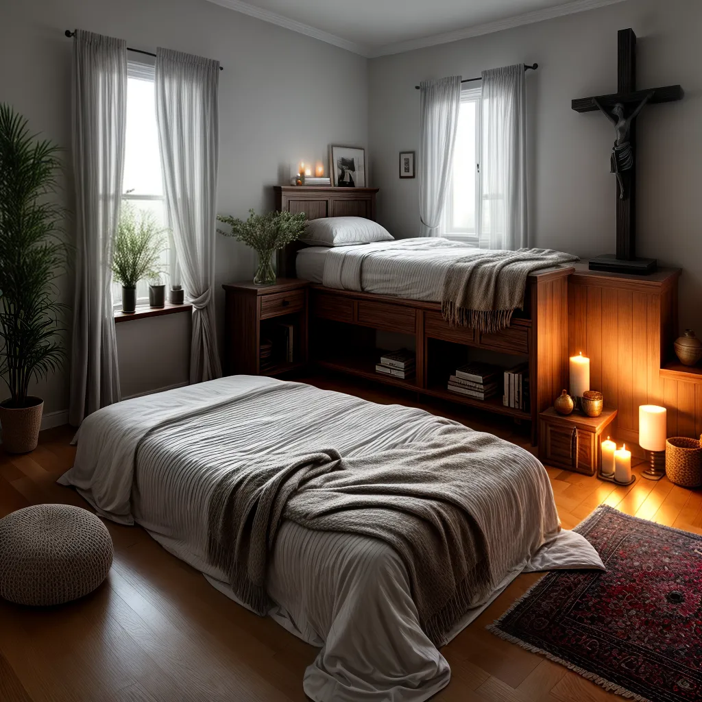 Titulo: Quarto sagrado: como transformar seu quarto em um espaço de oração 6 Fotos quarto meditacao luz velas cama