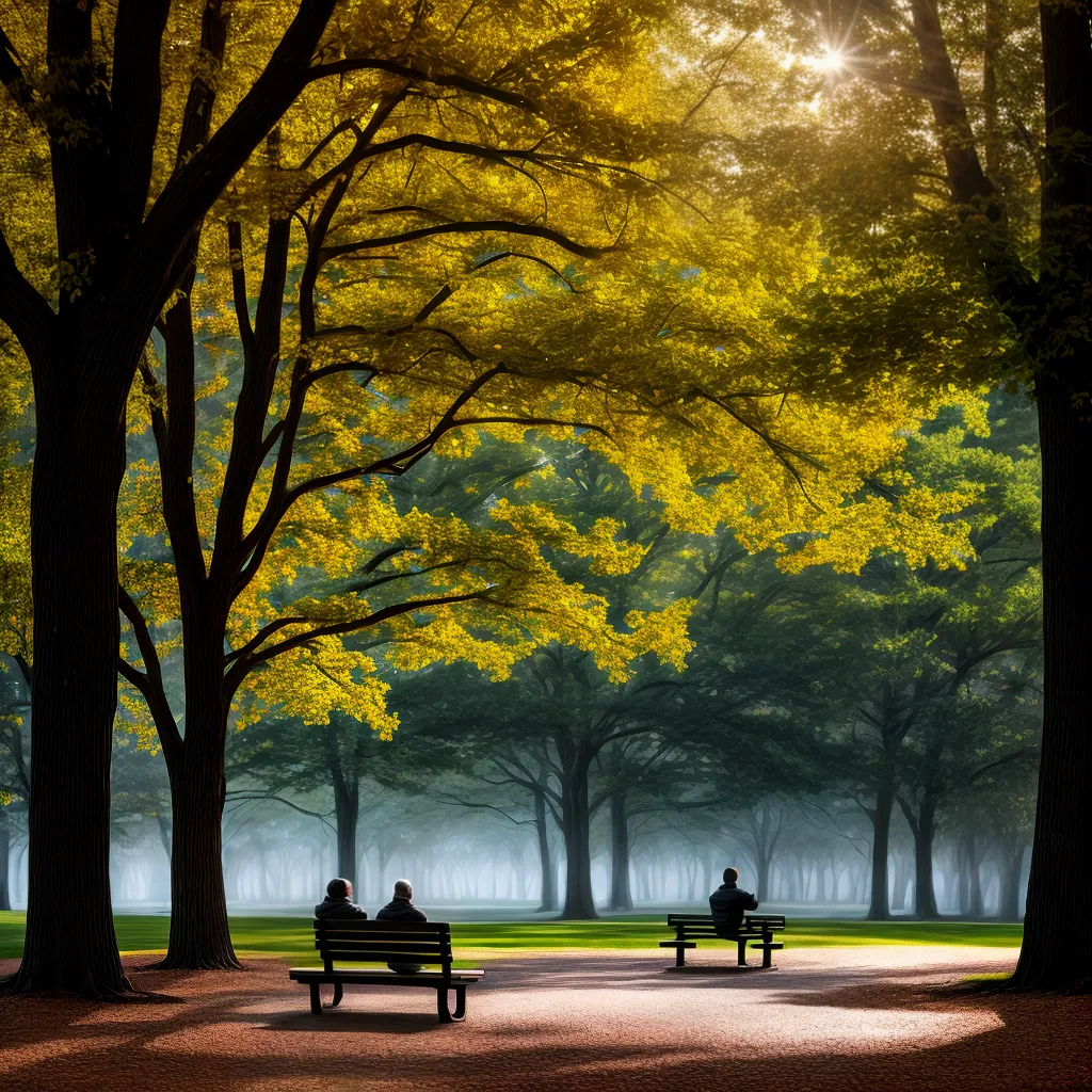 Fotos reflexao outono arvore banco