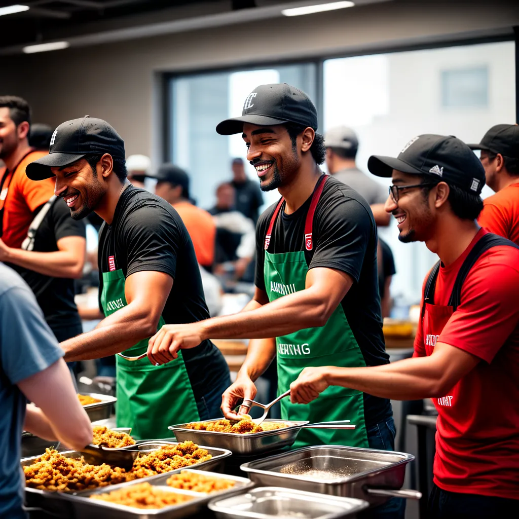 Guia prático para organizar eventos cristãos com foco na oferta de serviço 6 Fotos voluntarios servindo comida abrigo